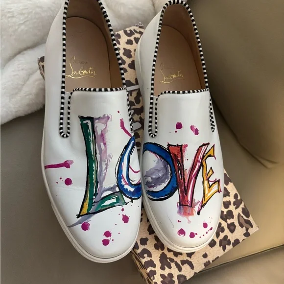 Christian Louboutin White Multicolor Love Sneakers - Picture 2 of 4